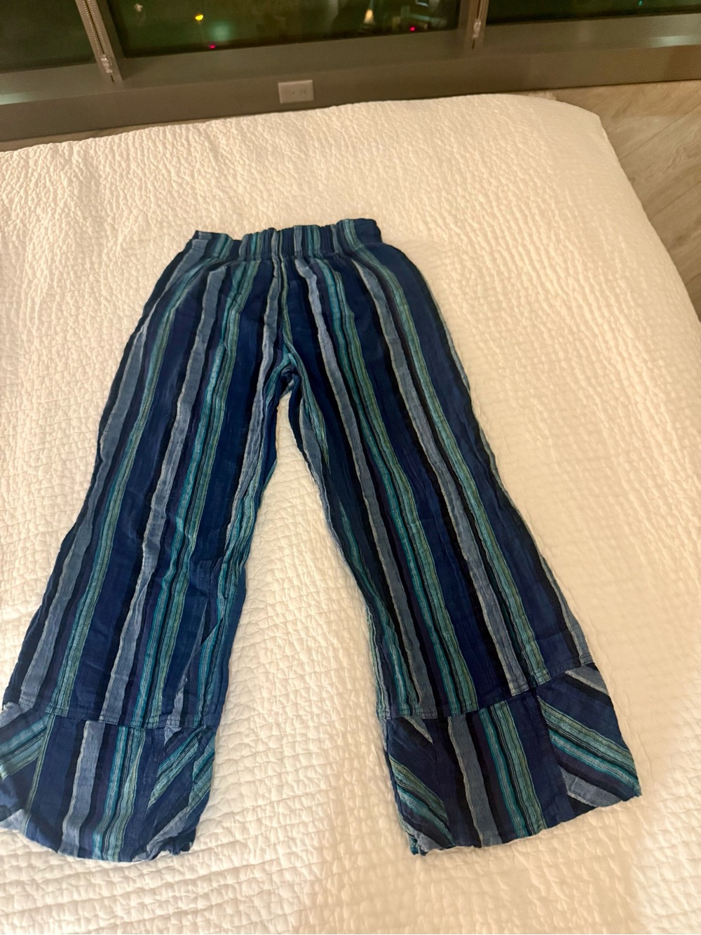 NWOT Free People Blue Striped Wide-Leg Pants - Picture 11 of 15